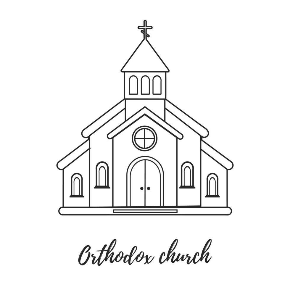 ortodosso Chiesa su un' bianca sfondo. vettore illustrazione. semplice linee, grande per qualunque disegni, per ragnatela.