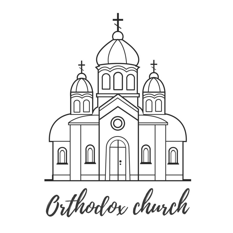 ortodosso Chiesa su un' bianca sfondo. vettore illustrazione. semplice linee, grande per qualunque disegni, per ragnatela.