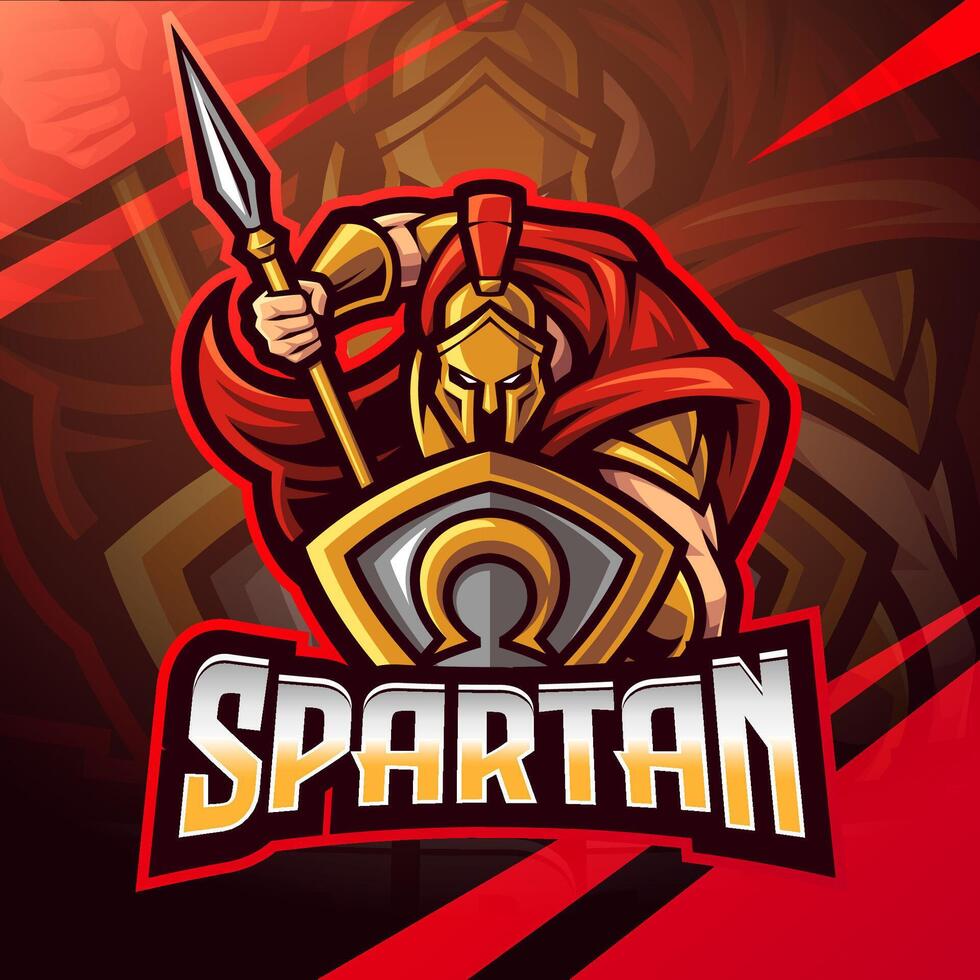 design del logo della mascotte esport spartano vettore