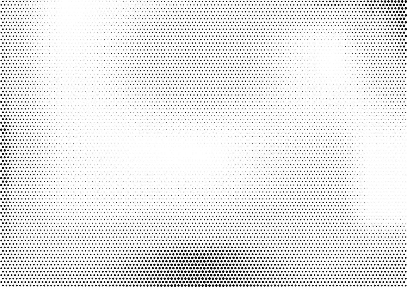 moderno orizzontale mezzitoni monocromatico sfondo con in modo non uniforme distribuito puntini di diverso taglia. semplice grunge pendenza tratteggiata struttura. astratto vettore illustrazione nel nero e bianca colori.