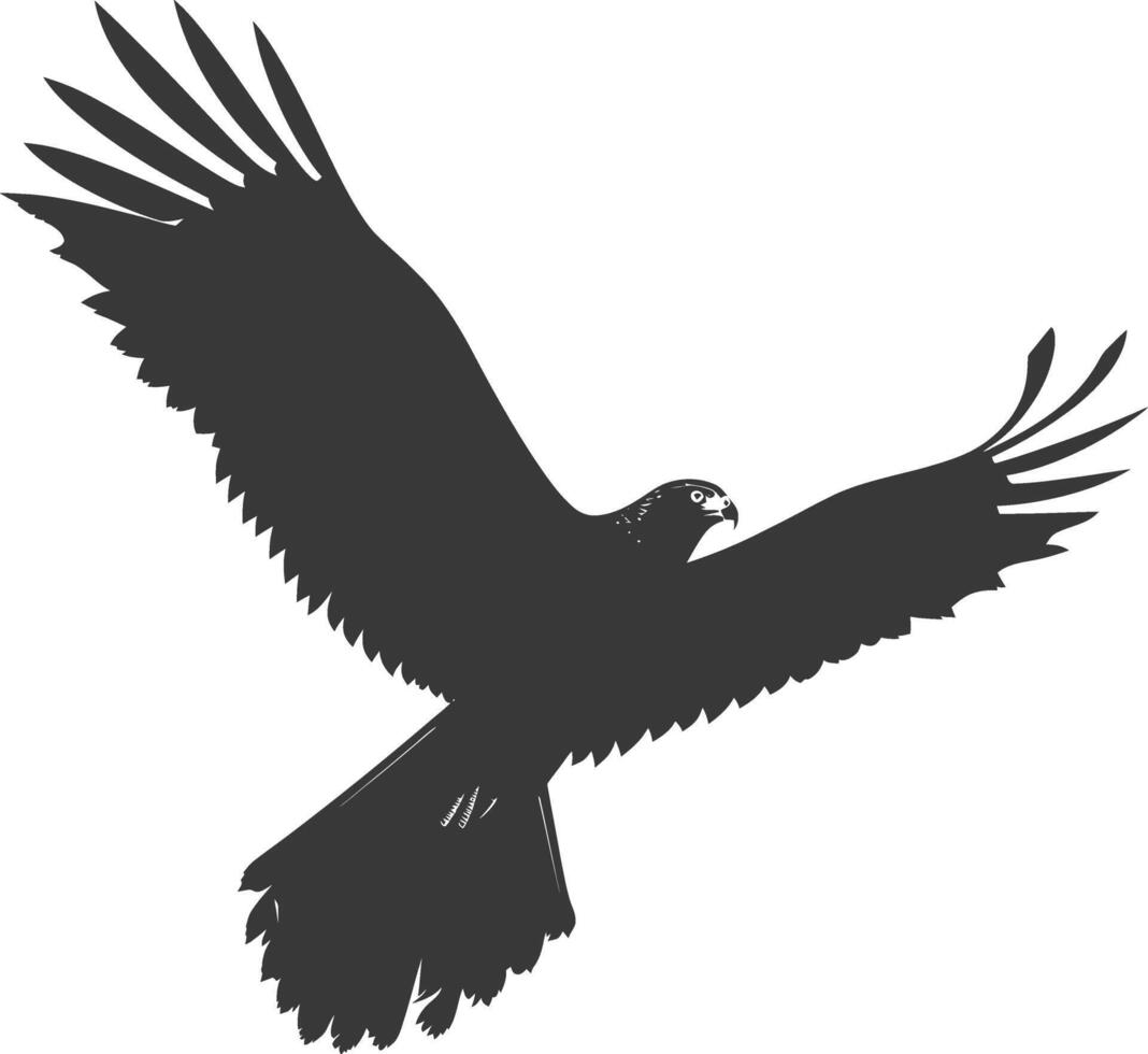 ai generato silhouette falco animale volare nero colore solo pieno corpo vettore