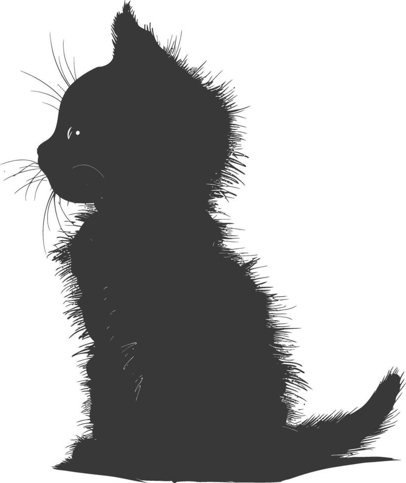 ai generato silhouette gattino carino animale nero colore solo pieno corpo vettore