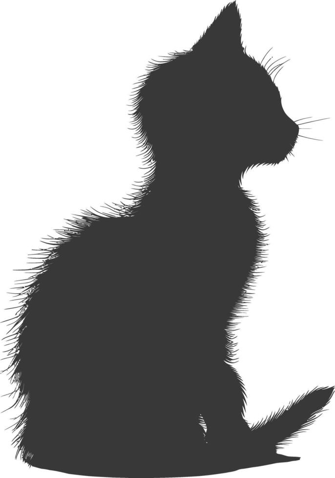 ai generato silhouette gattino carino animale nero colore solo pieno corpo vettore