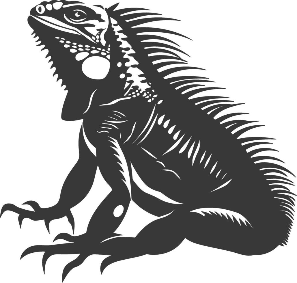 ai generato silhouette iguana animale nero colore solo pieno corpo vettore