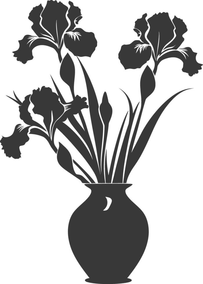 ai generato silhouette iris fiore nel il vaso nero colore solo vettore