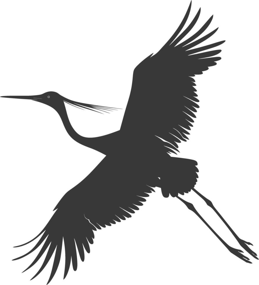 ai generato silhouette gru uccello animale volare nero colore solo pieno corpo vettore