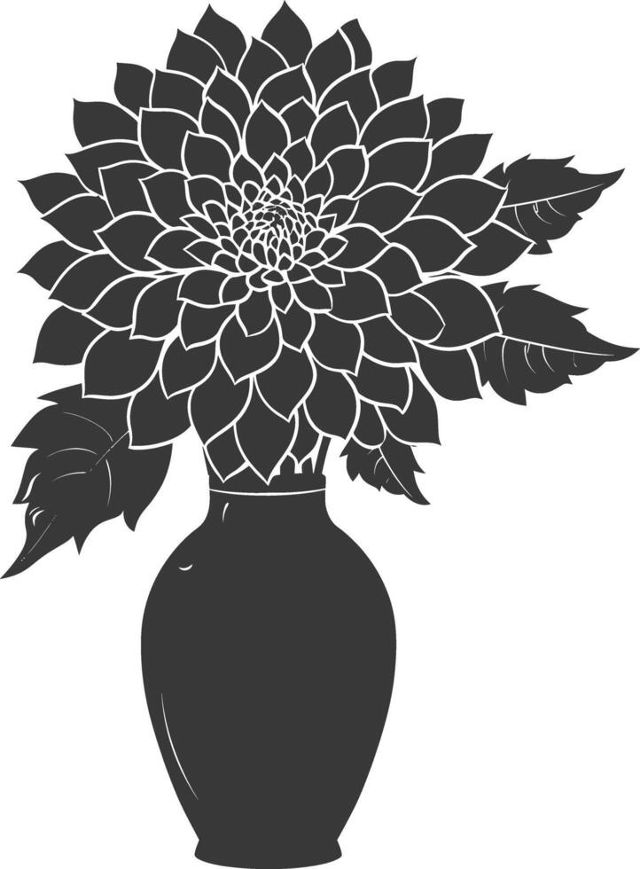 ai generato silhouette dalia fiore nel il vaso nero colore solo vettore