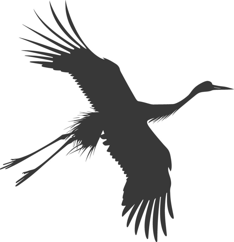 ai generato silhouette gru uccello animale volare nero colore solo pieno corpo vettore