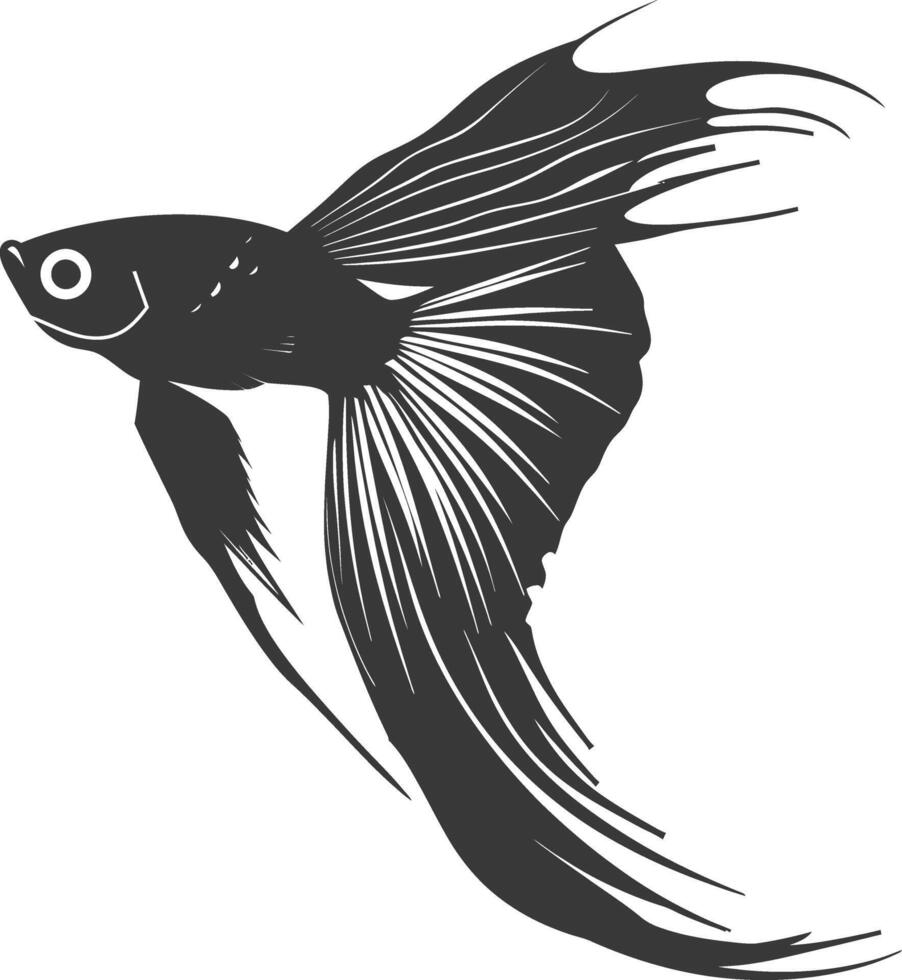 ai generato silhouette guppy pesce animale nero colore solo pieno corpo vettore