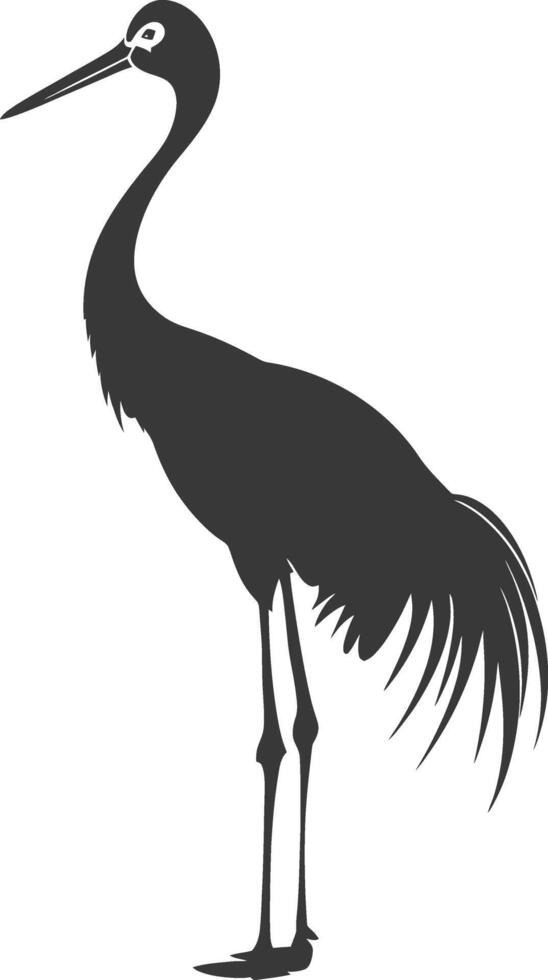 ai generato silhouette gru uccello animale nero colore solo pieno corpo vettore