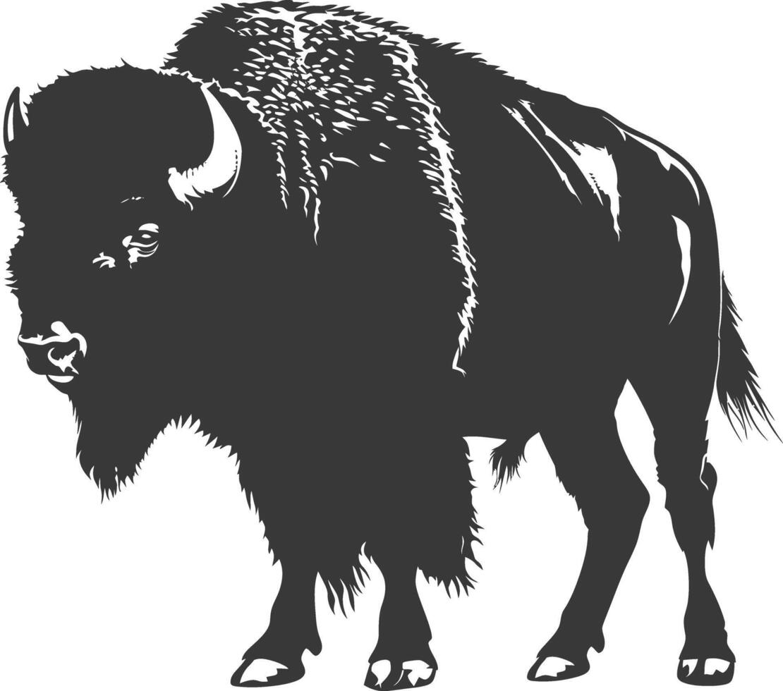 ai generato silhouette bisonte animale nero colore solo pieno corpo vettore