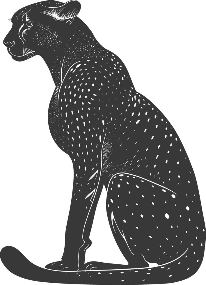 ai generato silhouette ghepardo animale nero colore solo pieno corpo vettore