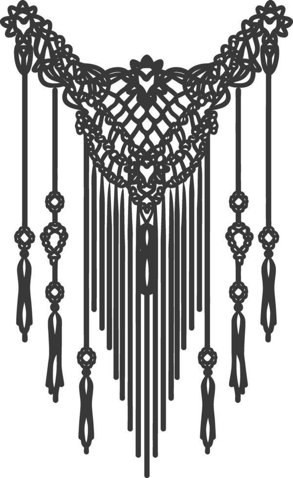 ai generato silhouette scandinavo unico macramé nero colore solo vettore