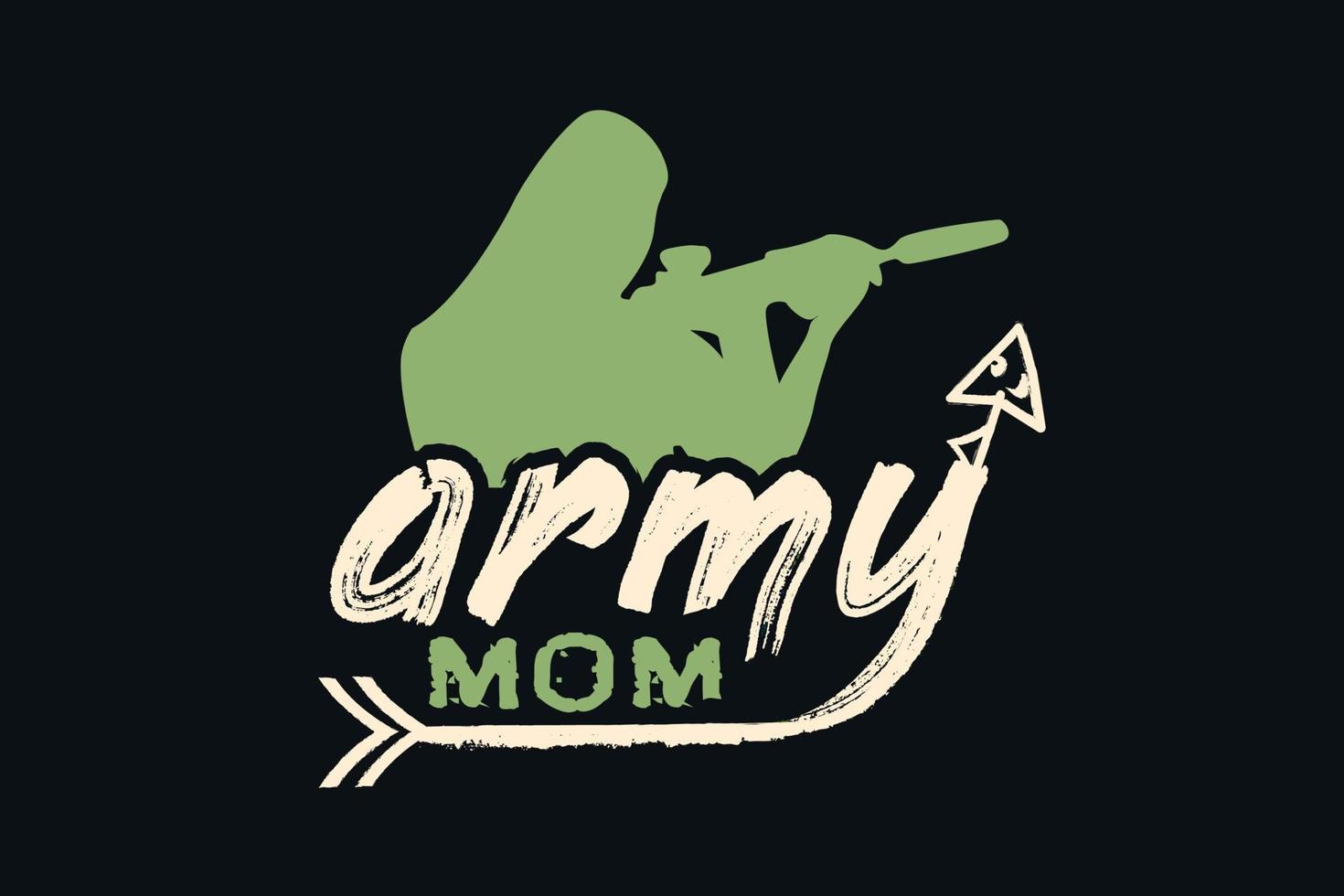 design della maglietta della mamma dell'esercito. vettore