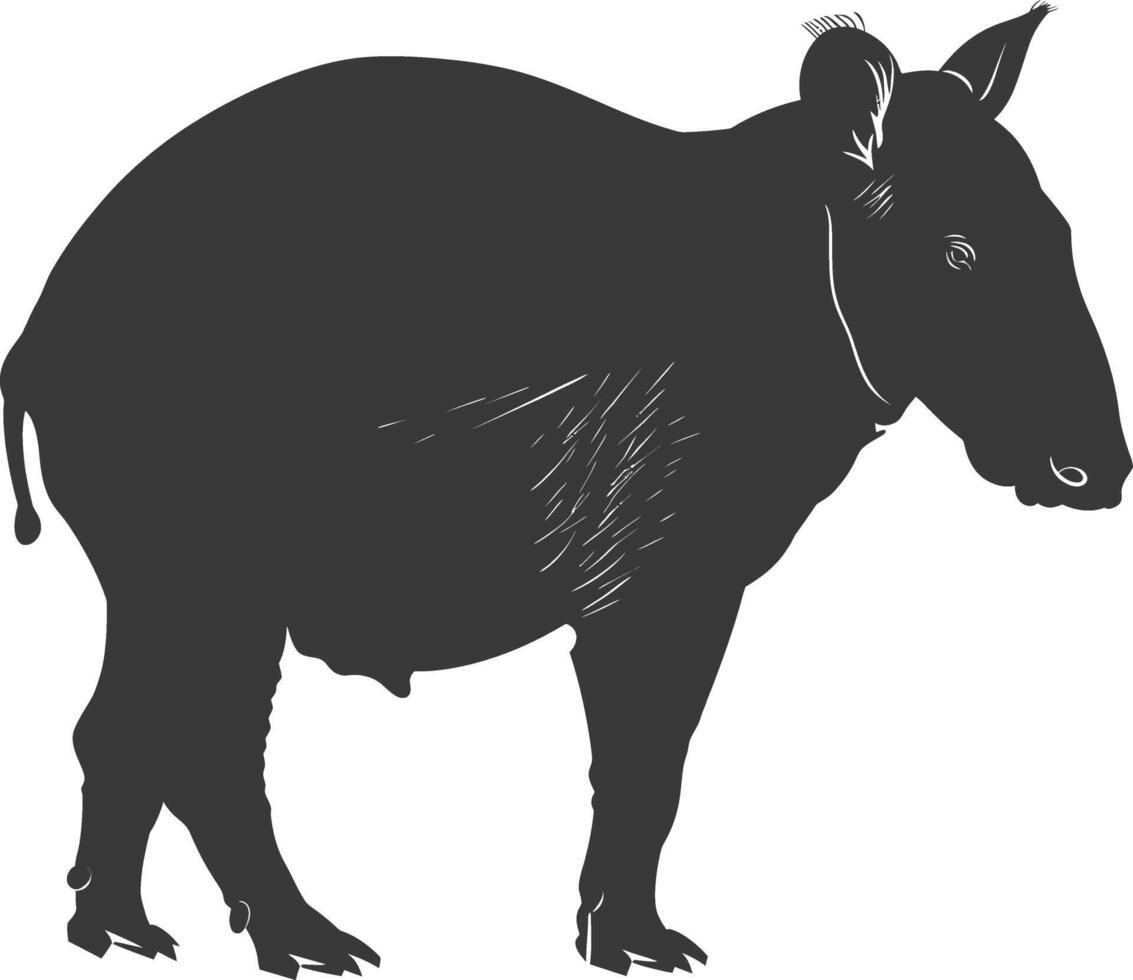 ai generato silhouette tapiro animale nero colore solo vettore