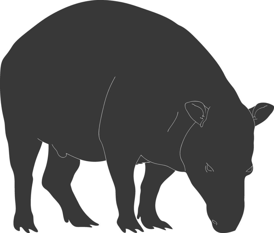 ai generato silhouette tapiro animale nero colore solo vettore