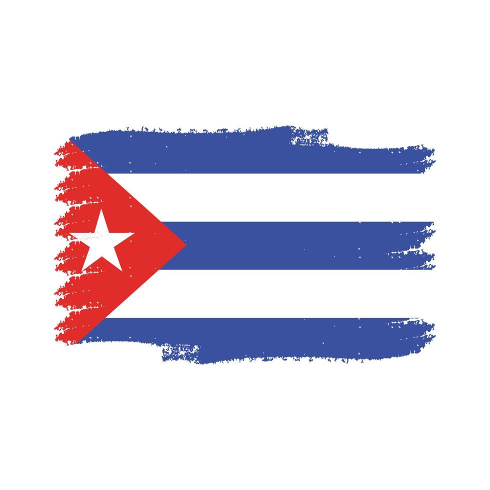 bandiera cuba con pennello dipinto ad acquerello vettore