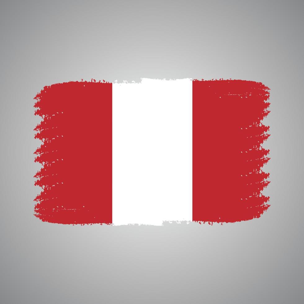 bandiera del perù con pennello dipinto ad acquerello vettore