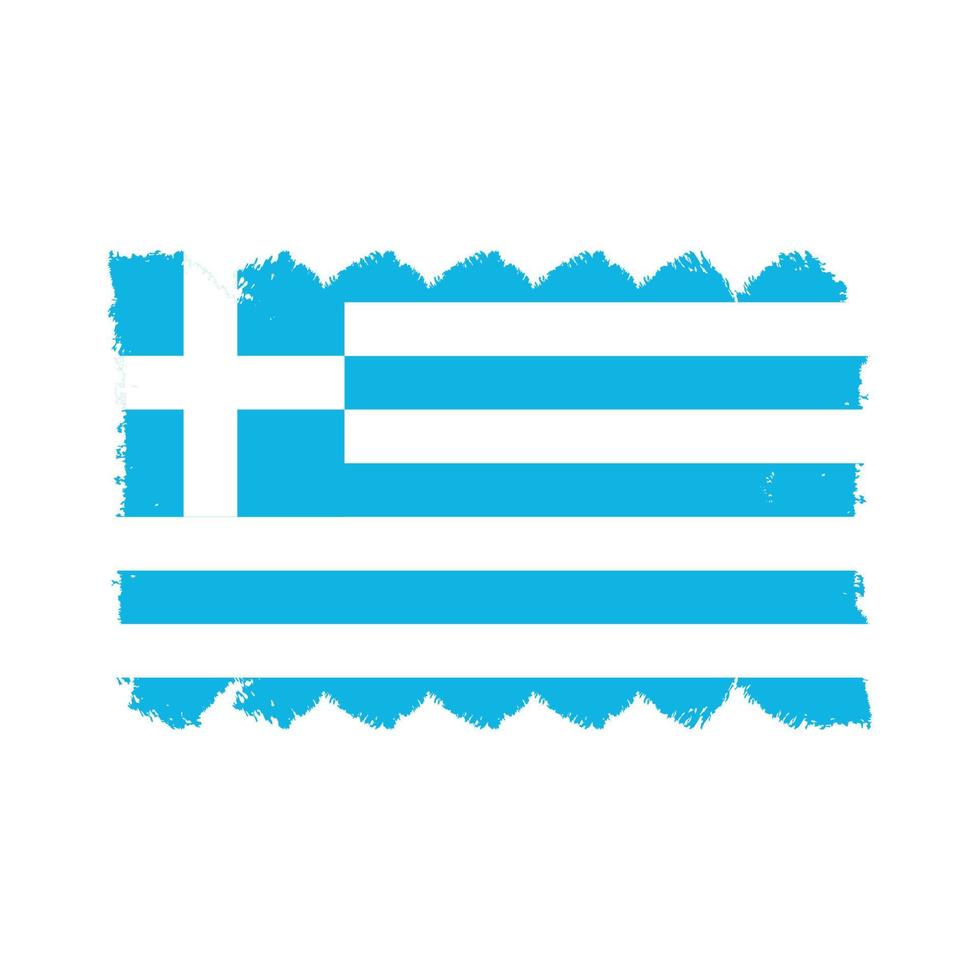 bandiera della grecia con pennello dipinto ad acquerello vettore