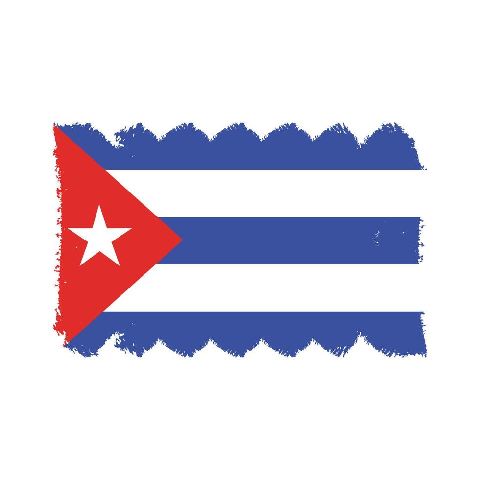 bandiera cuba con pennello dipinto ad acquerello vettore