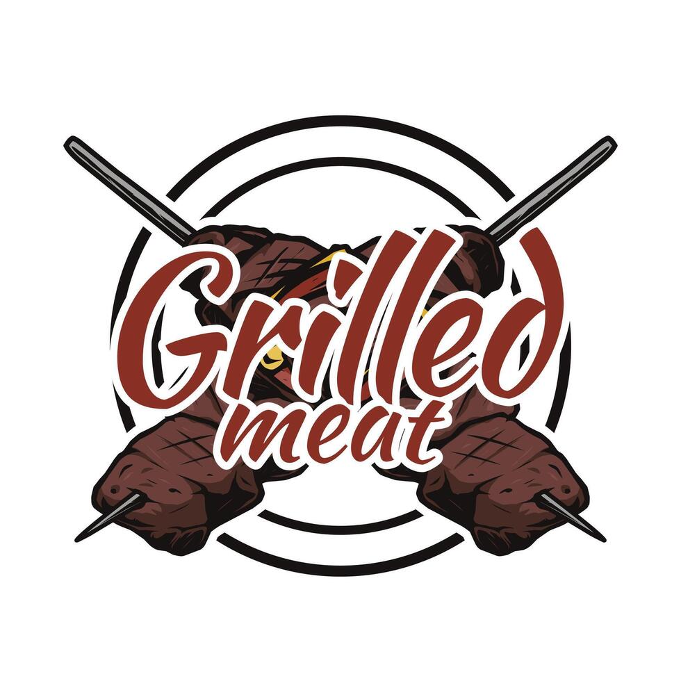 grigliato carne logo design modello vettore