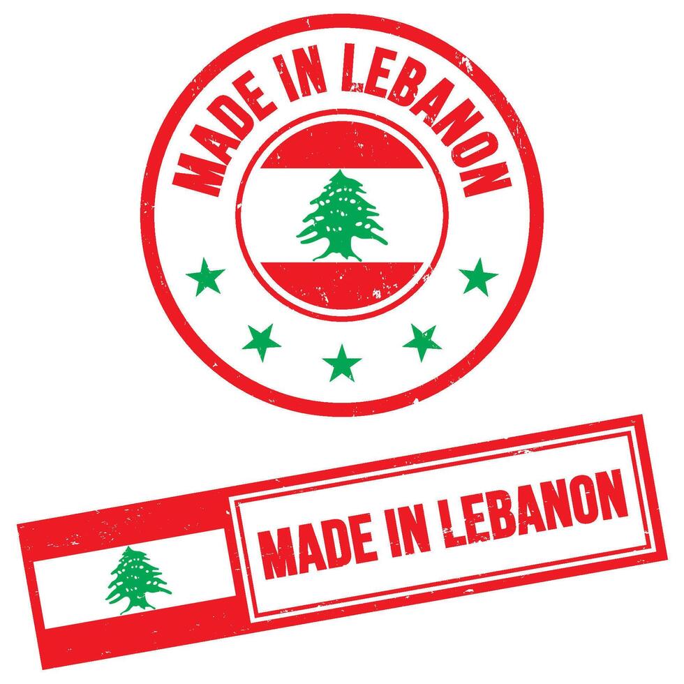 fatto nel Libano francobollo cartello grunge stile vettore