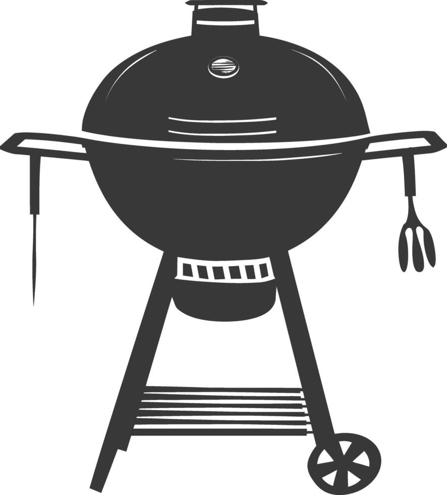 ai generato silhouette un' barbecue griglia compensare fumatore superiore giù nero colore solo vettore