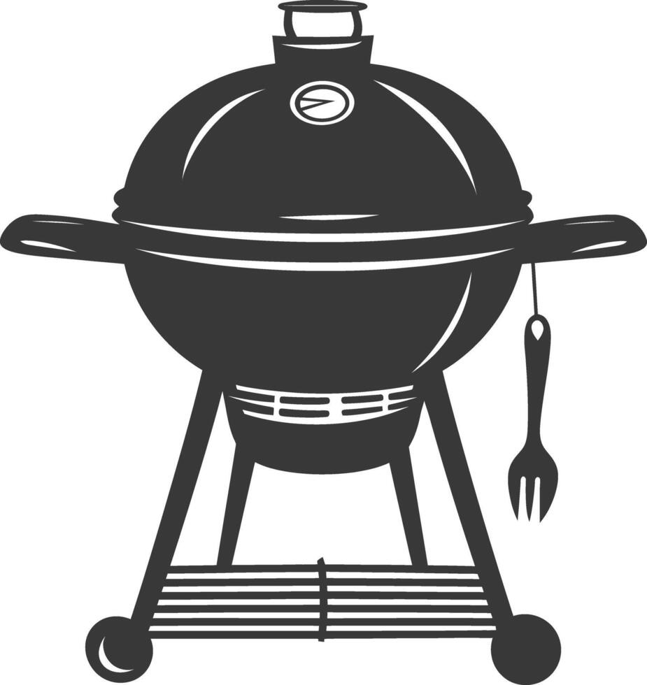 ai generato silhouette un' barbecue griglia compensare fumatore superiore giù nero colore solo vettore