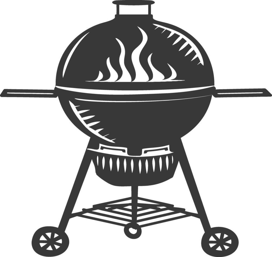 ai generato silhouette un' barbecue griglia compensare fumatore superiore giù nero colore solo vettore