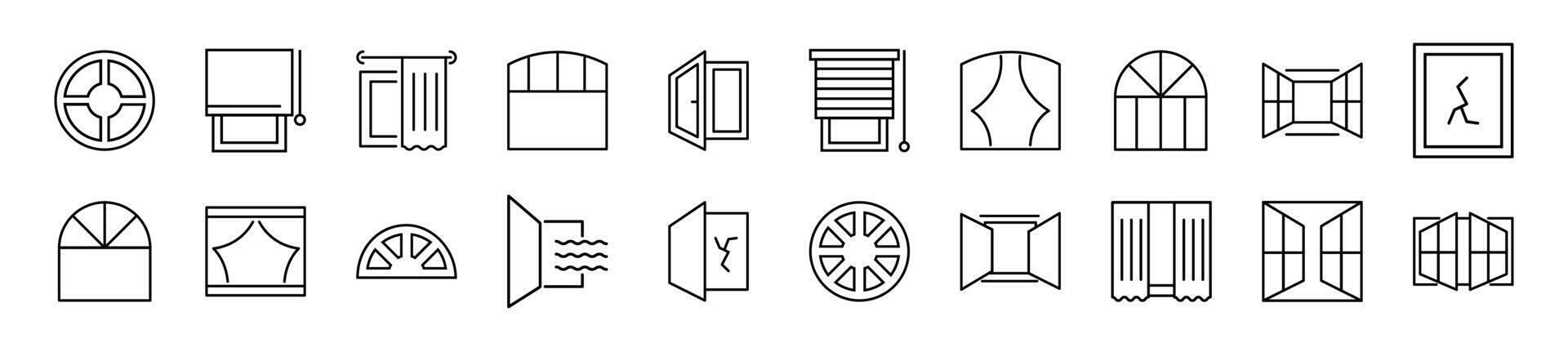 collezione di magro segni di finestra. modificabile ictus. semplice lineare illustrazione per I negozi, negozi, striscioni, design vettore