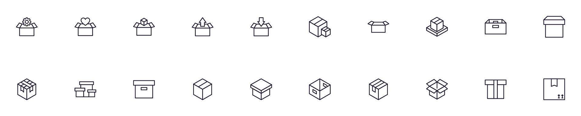 scatole linea vettore pittogrammi pacchetto. modificabile ictus. semplice lineare illustrazione quello può essere Usato come un design elemento per applicazioni e siti web