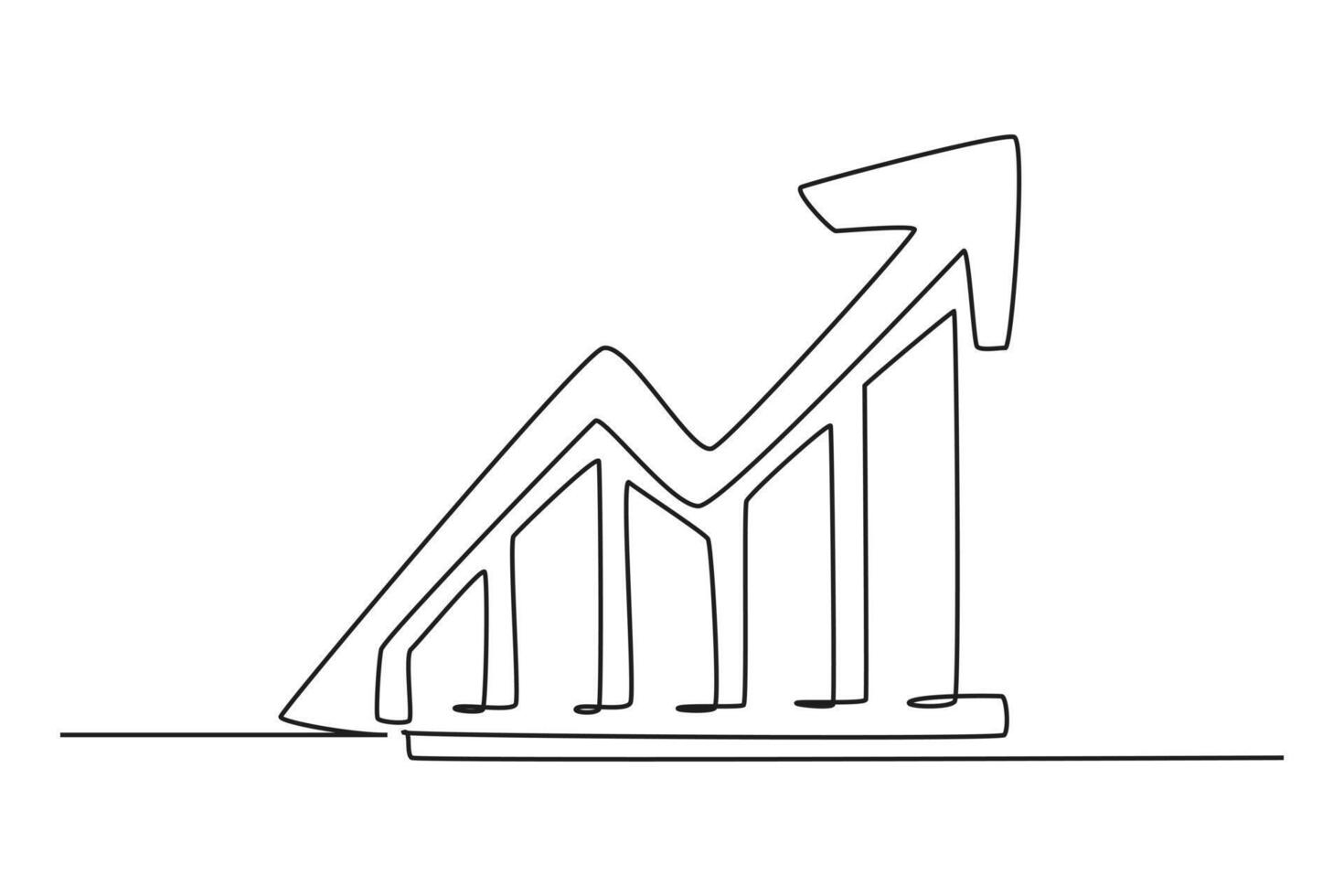 continuo uno linea disegno grafici, diagrammi, schemi, grafici concetto per attività commerciale presentazione. scarabocchio vettore illustrazione.