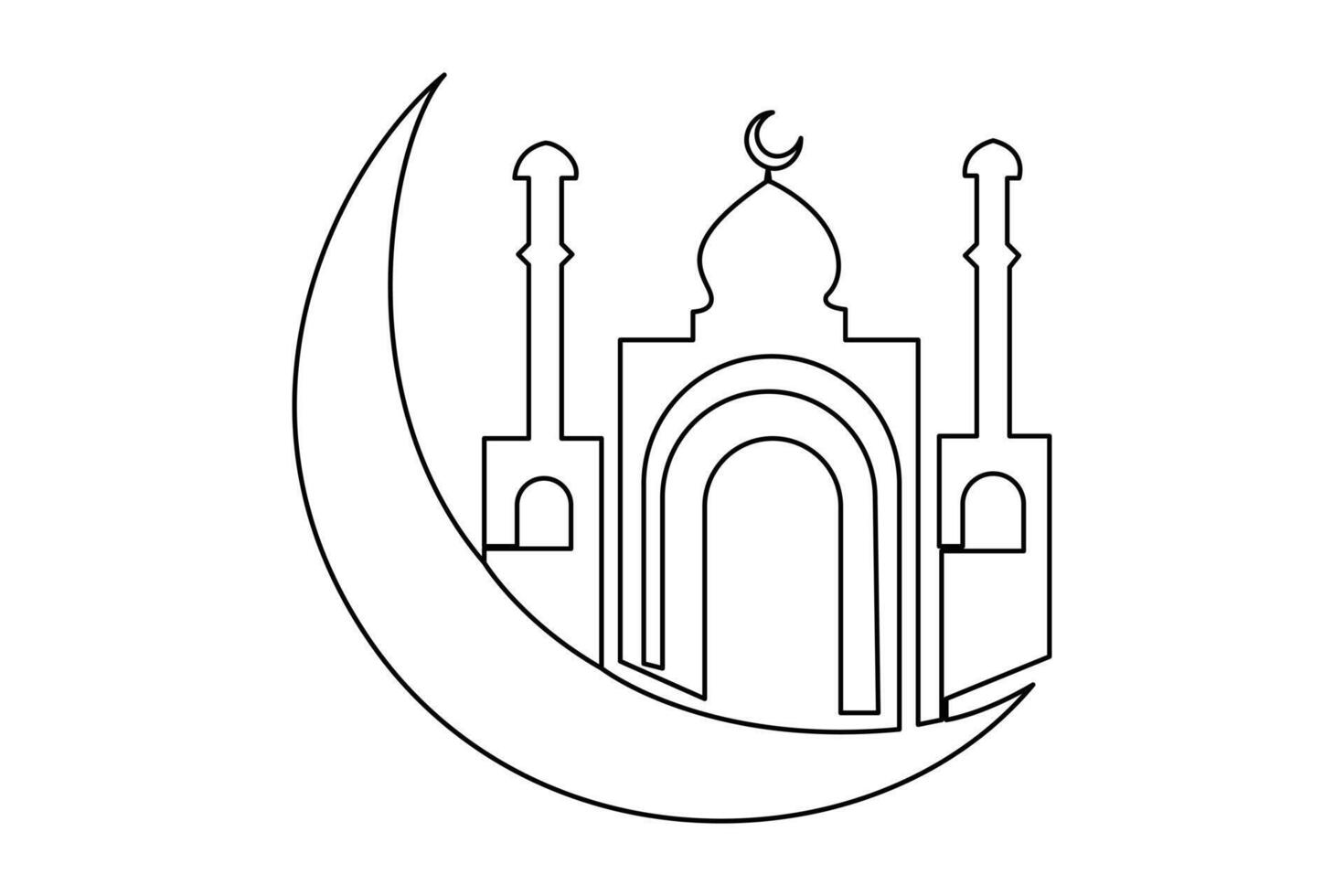 continuo uno linea Ramadan simbolo. moschea, eid mubarak, eid Fitr vettore linea concetto schema vettore arte illustrazione