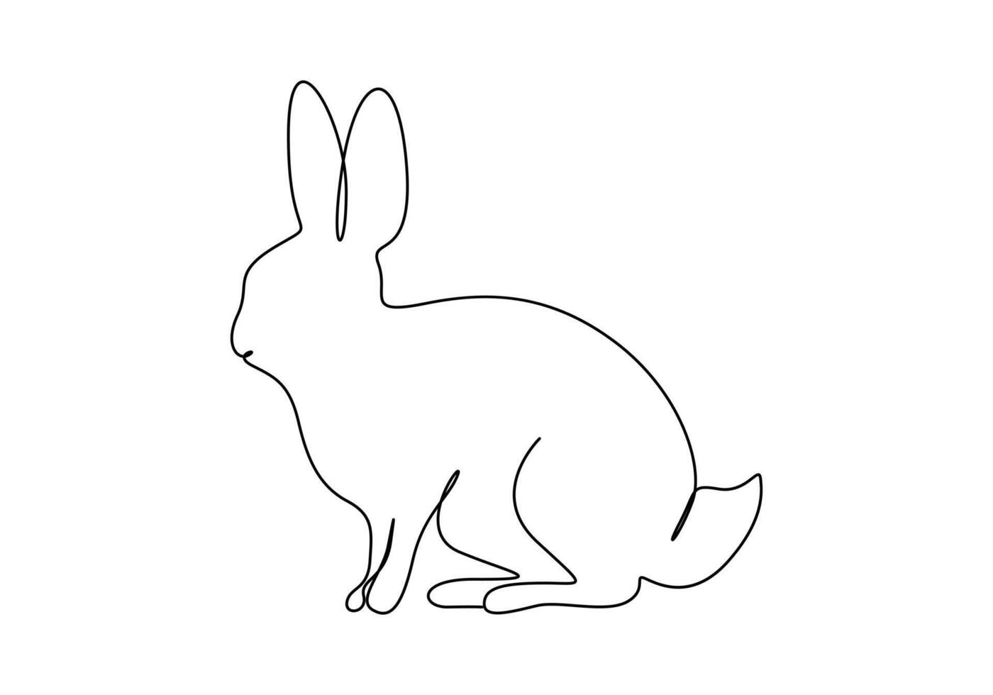 continuo uno linea disegno di carino coniglio. singolo uno linea arte di bellissimo coniglietto vettore illustrazione