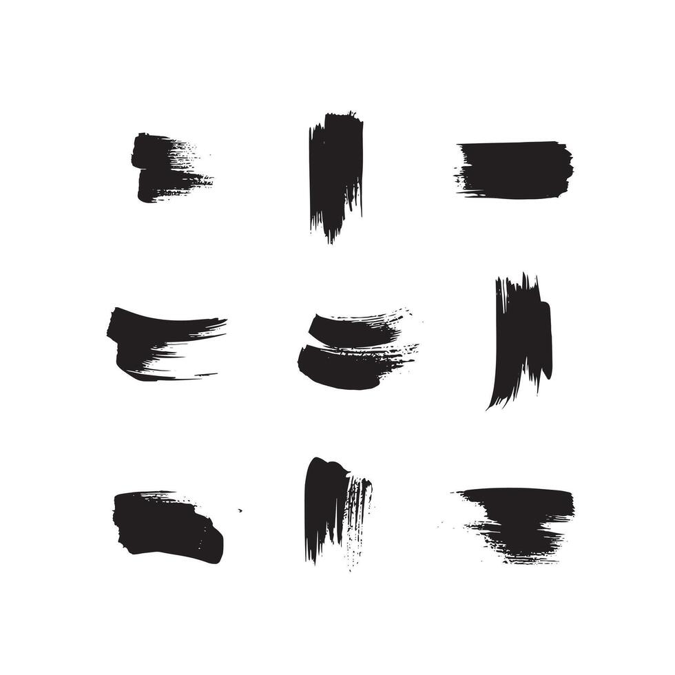 nero astratto dipingere spazzola ictus impostato su bianca sfondo ogni con unico stile vettore