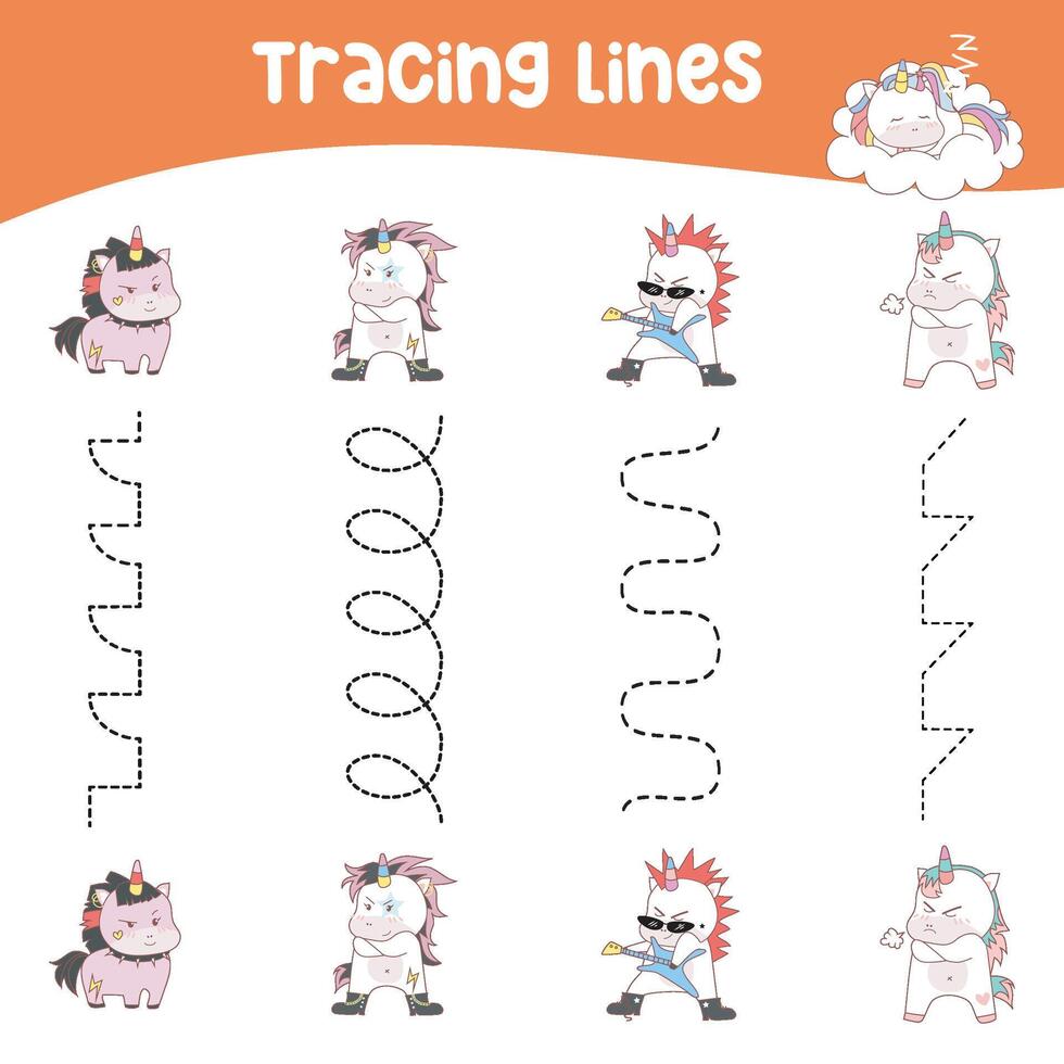 tracciato verticale Linee attività per bambini. tracciato foglio di lavoro per bambini, praticando il motorico abilità vettore