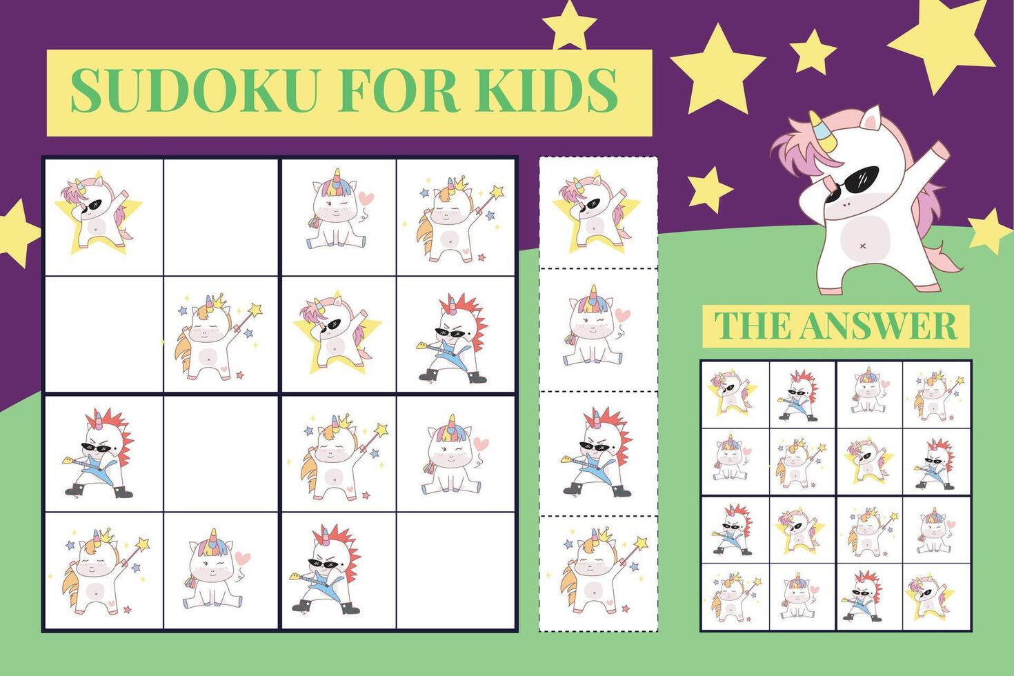 sudoku foglio per bambini. logica puzzle per bambini. stampabile puzzle gioco per prescolastico educativo stampabile foglio di lavoro vettore