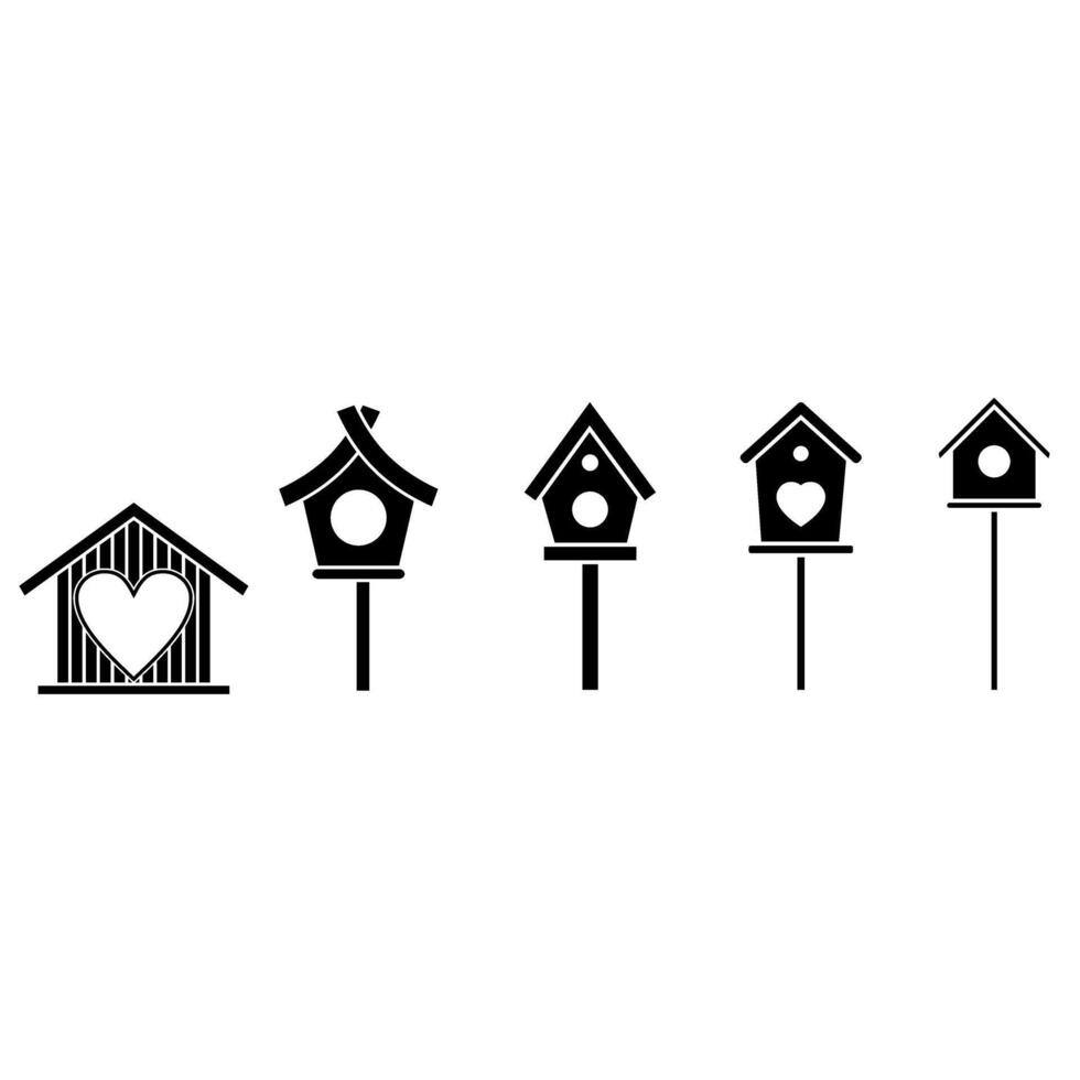birdhouse icona vettore impostare. alimentatore illustrazione cartello collezione. uccello simbolo o logo.
