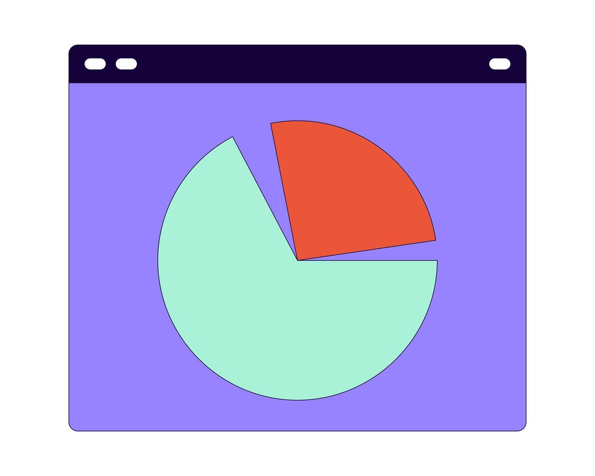 grafico torta grafico pagina web 2d lineare cartone animato oggetto. diagramma il giro. sezioni segmenti. Grafico a torta ragnatela pagina isolato linea vettore elemento bianca sfondo. dati visualizzazione colore piatto individuare illustrazione