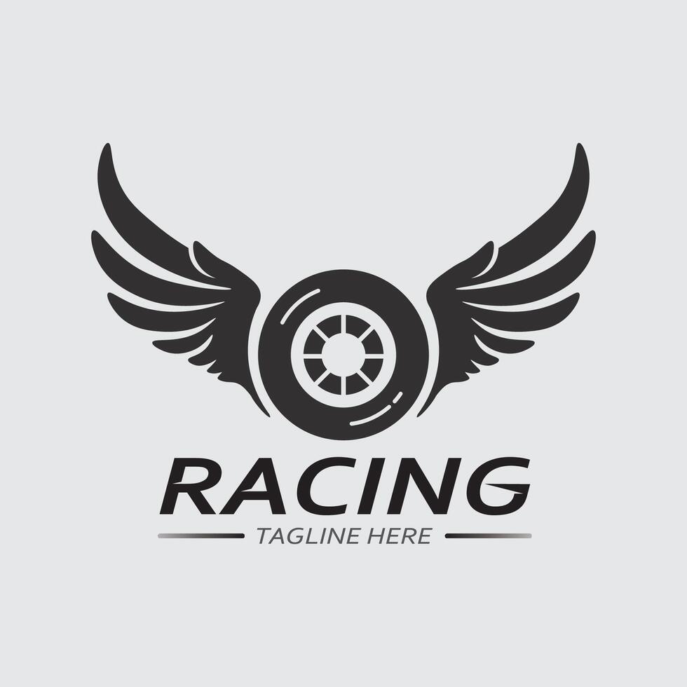 gara e velocità logo icona vettore gara bandiera da corsa illustrazione logo design