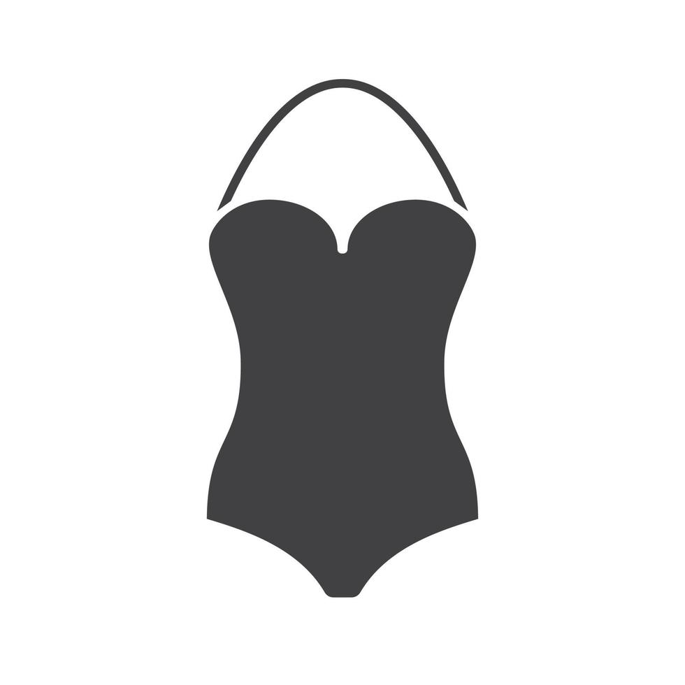 icona del glifo con costume da bagno. simbolo di sagoma. costume da bagno monokini. spazio negativo. illustrazione vettoriale isolato