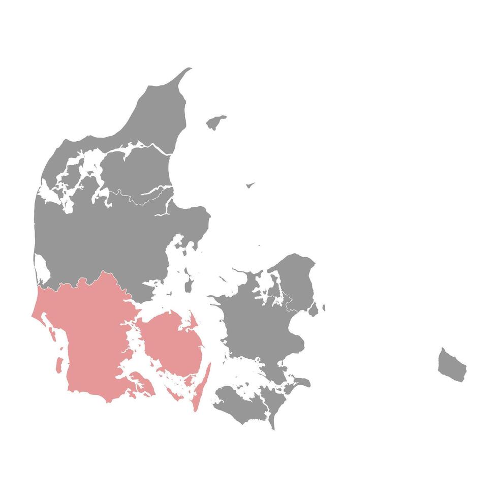 regione di meridionale Danimarca carta geografica, amministrativo divisione di Danimarca. vettore illustrazione.