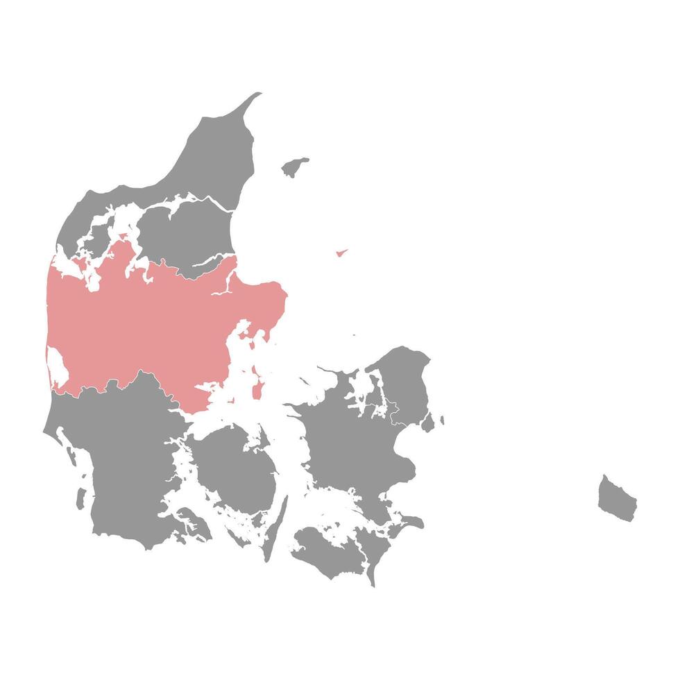 centrale Danimarca regione carta geografica, amministrativo divisione di Danimarca. vettore illustrazione.