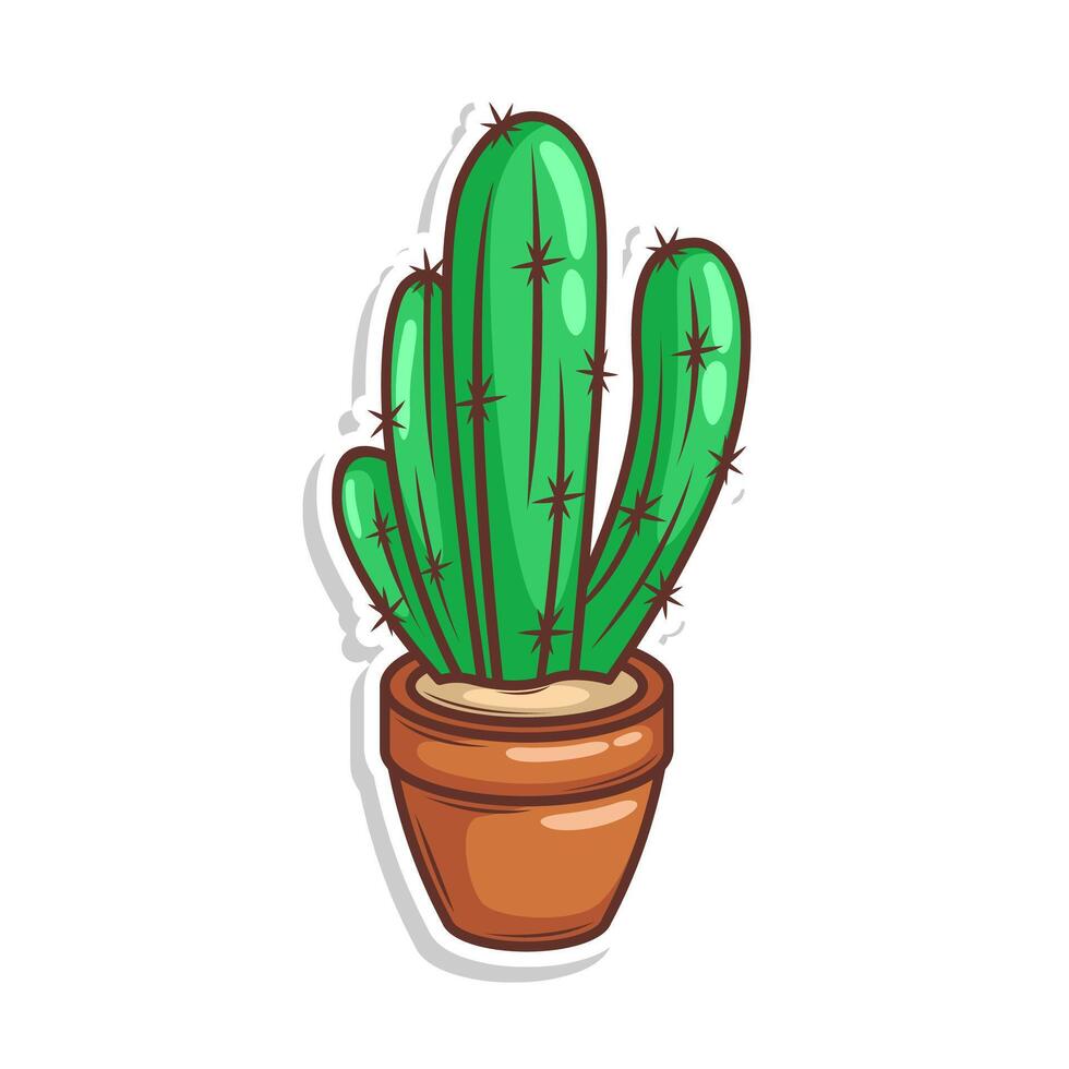 mano disegnare cactus pianta cartone animato piatto design vettore