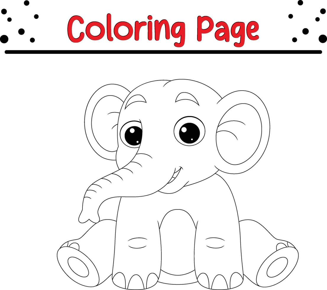 carino elefante colorazione pagina per bambini. animale colorazione libro vettore