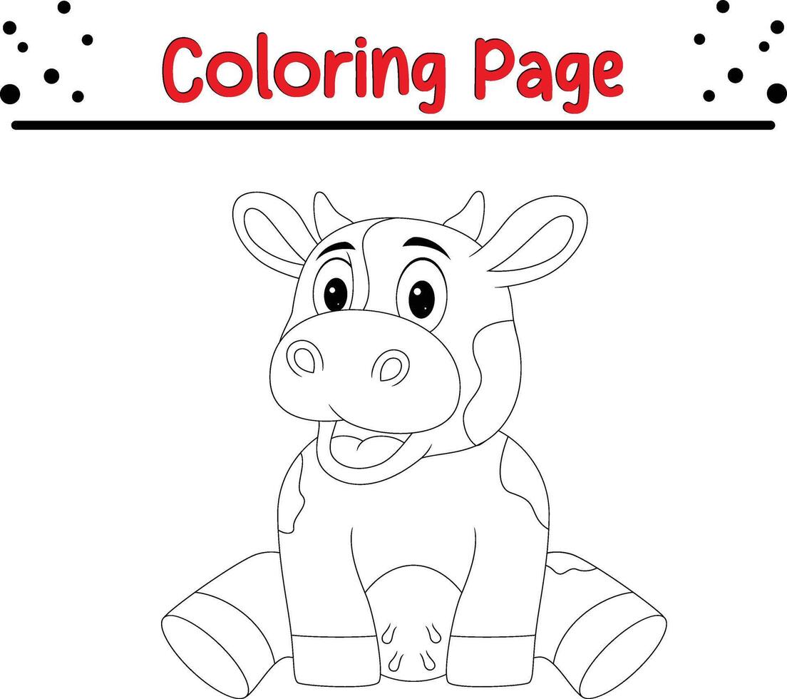 carino mucca colorazione pagina per bambini. animale colorazione libro vettore