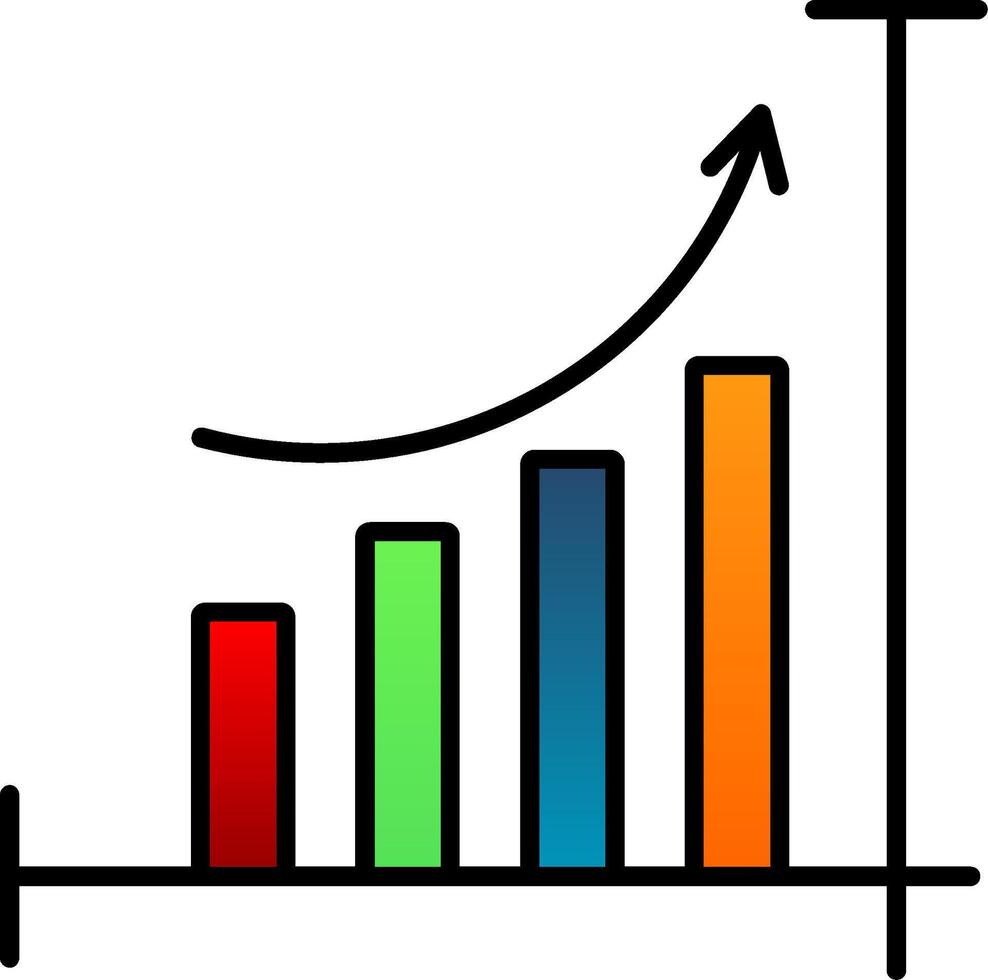 bar grafico linea pieno pendenza icona vettore