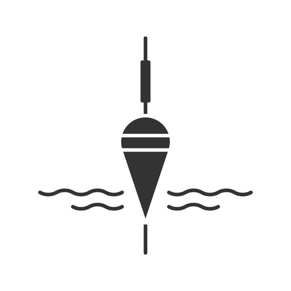 icona del glifo con galleggiante da pesca. galleggiante. attrezzatura per la pesca sportiva. simbolo di sagoma. spazio negativo. illustrazione vettoriale isolato