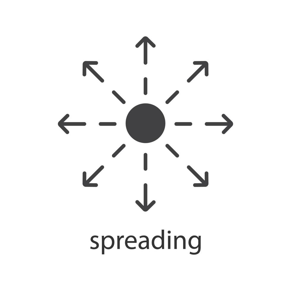 icona del glifo con diffusione. simbolo di sagoma. distribuzione astratta metafora. spazio negativo. illustrazione vettoriale isolato
