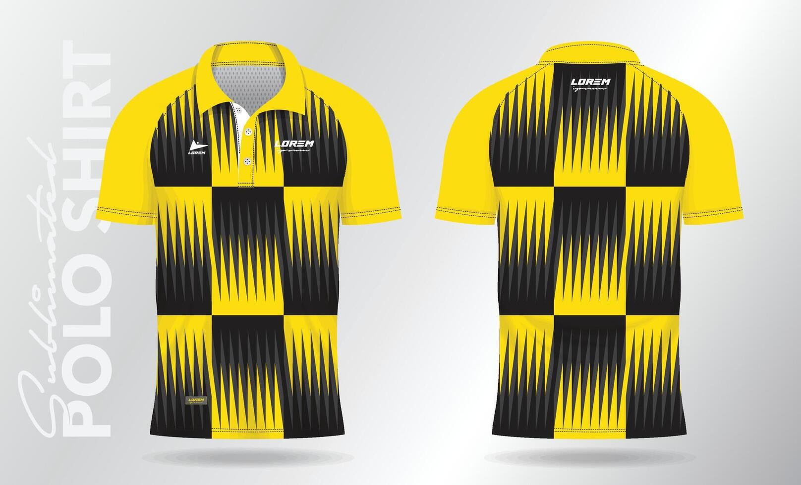 giallo polo camicia maglia modello modello design. sport uniforme nel davanti Visualizza, indietro Visualizza. vettore